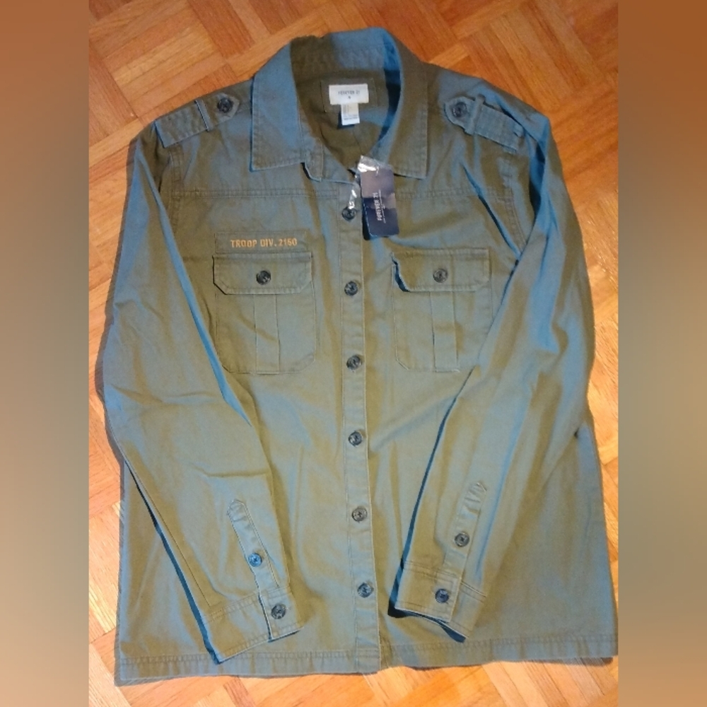 Forever 21 Olive Casual Army Style Jacket